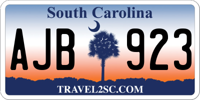 SC license plate AJB923