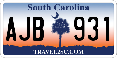 SC license plate AJB931