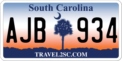 SC license plate AJB934