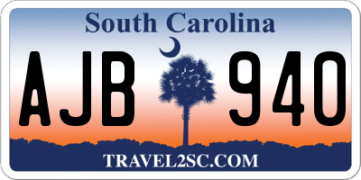 SC license plate AJB940