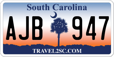 SC license plate AJB947