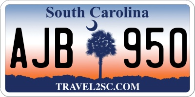 SC license plate AJB950