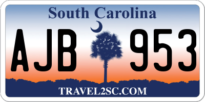 SC license plate AJB953