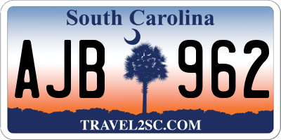 SC license plate AJB962