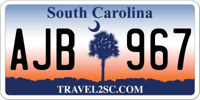 SC license plate AJB967