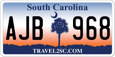 SC license plate AJB968