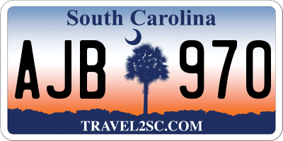 SC license plate AJB970