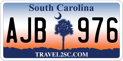 SC license plate AJB976
