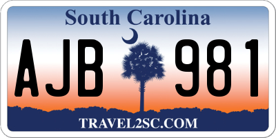 SC license plate AJB981
