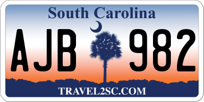 SC license plate AJB982