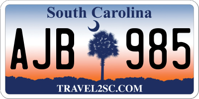 SC license plate AJB985