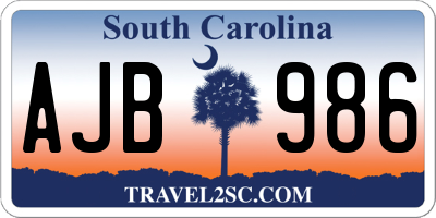 SC license plate AJB986