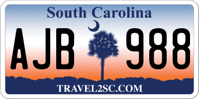 SC license plate AJB988