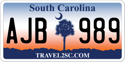 SC license plate AJB989