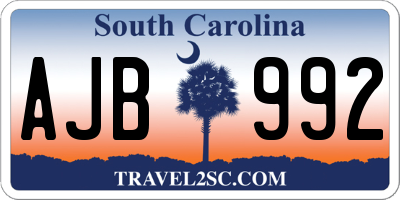 SC license plate AJB992