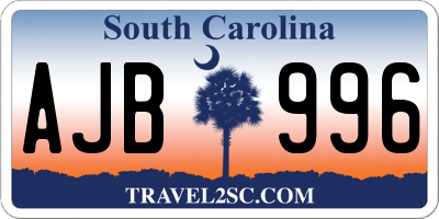 SC license plate AJB996