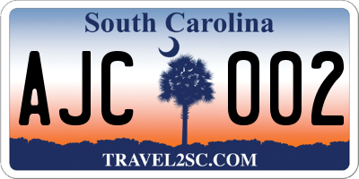 SC license plate AJC002