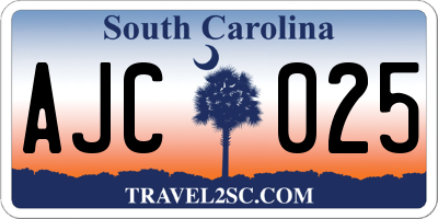 SC license plate AJC025
