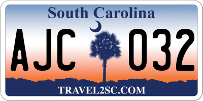 SC license plate AJC032