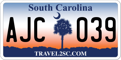 SC license plate AJC039