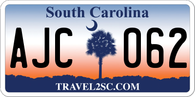 SC license plate AJC062