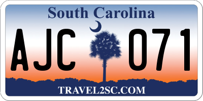SC license plate AJC071