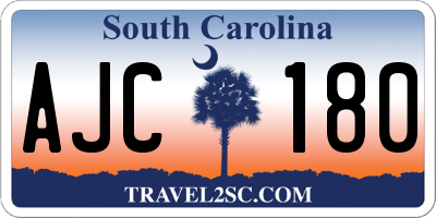 SC license plate AJC180