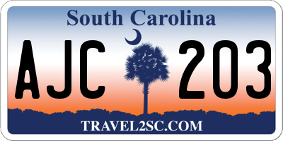 SC license plate AJC203