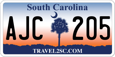 SC license plate AJC205