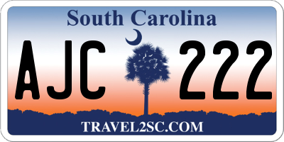 SC license plate AJC222