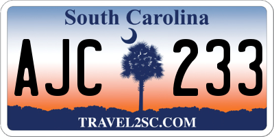 SC license plate AJC233