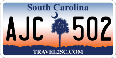 SC license plate AJC502