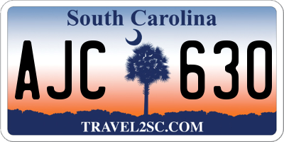 SC license plate AJC630