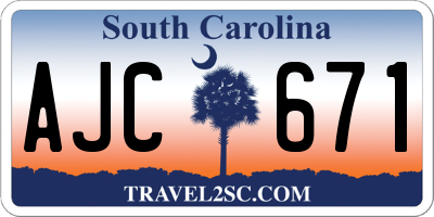 SC license plate AJC671