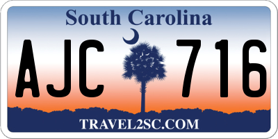 SC license plate AJC716