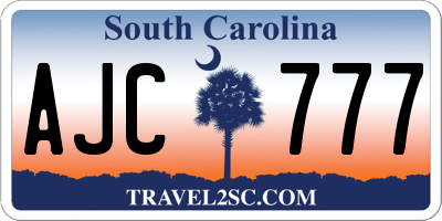 SC license plate AJC777
