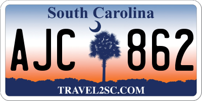SC license plate AJC862