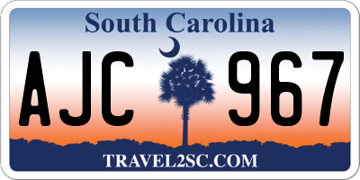 SC license plate AJC967