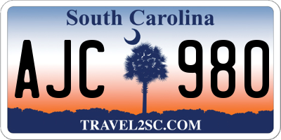 SC license plate AJC980