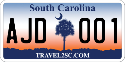 SC license plate AJD001