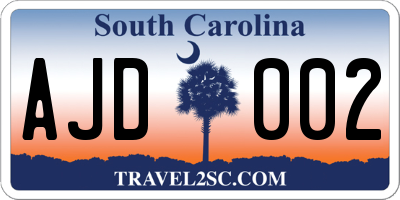 SC license plate AJD002