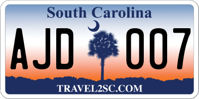 SC license plate AJD007