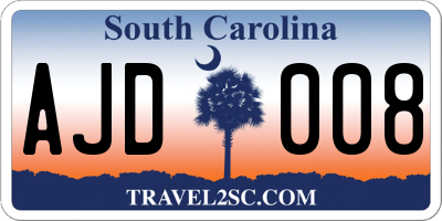 SC license plate AJD008