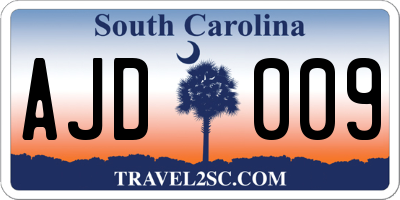 SC license plate AJD009