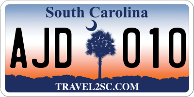 SC license plate AJD010