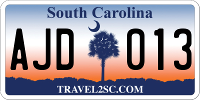 SC license plate AJD013