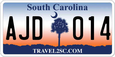 SC license plate AJD014