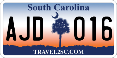 SC license plate AJD016