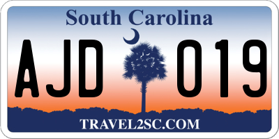 SC license plate AJD019