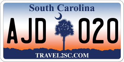 SC license plate AJD020